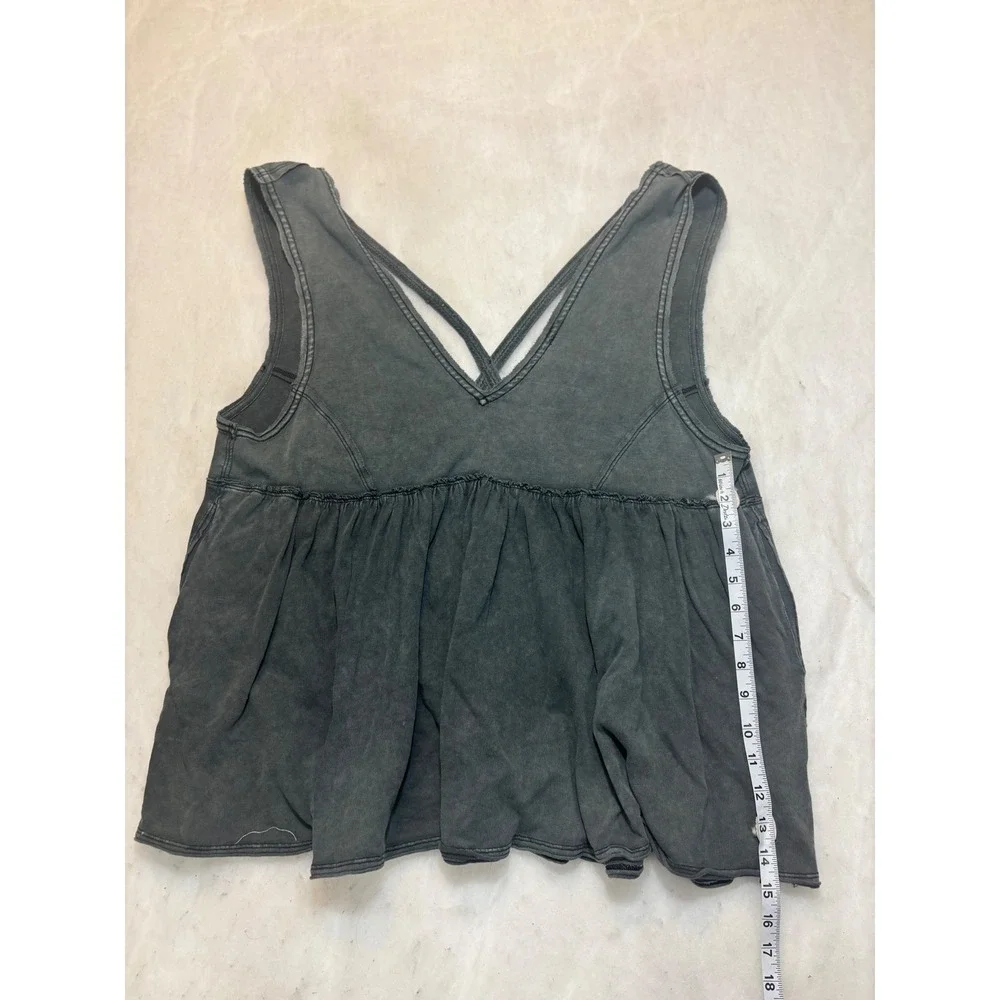 FP Movement Free People Charcoal Gray Mineral Wash Babydoll Tank Top Size xxl - Picture 2 of 8